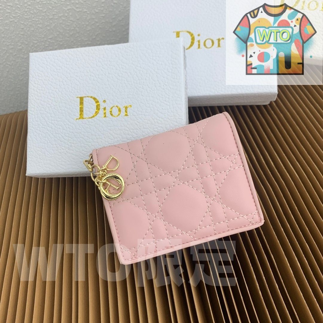 ミニ レディディオール ウォレット グレーシープレザー 藤編みステッチ - D.I.O.R.チャーム付き -WTO輸入-WGU30