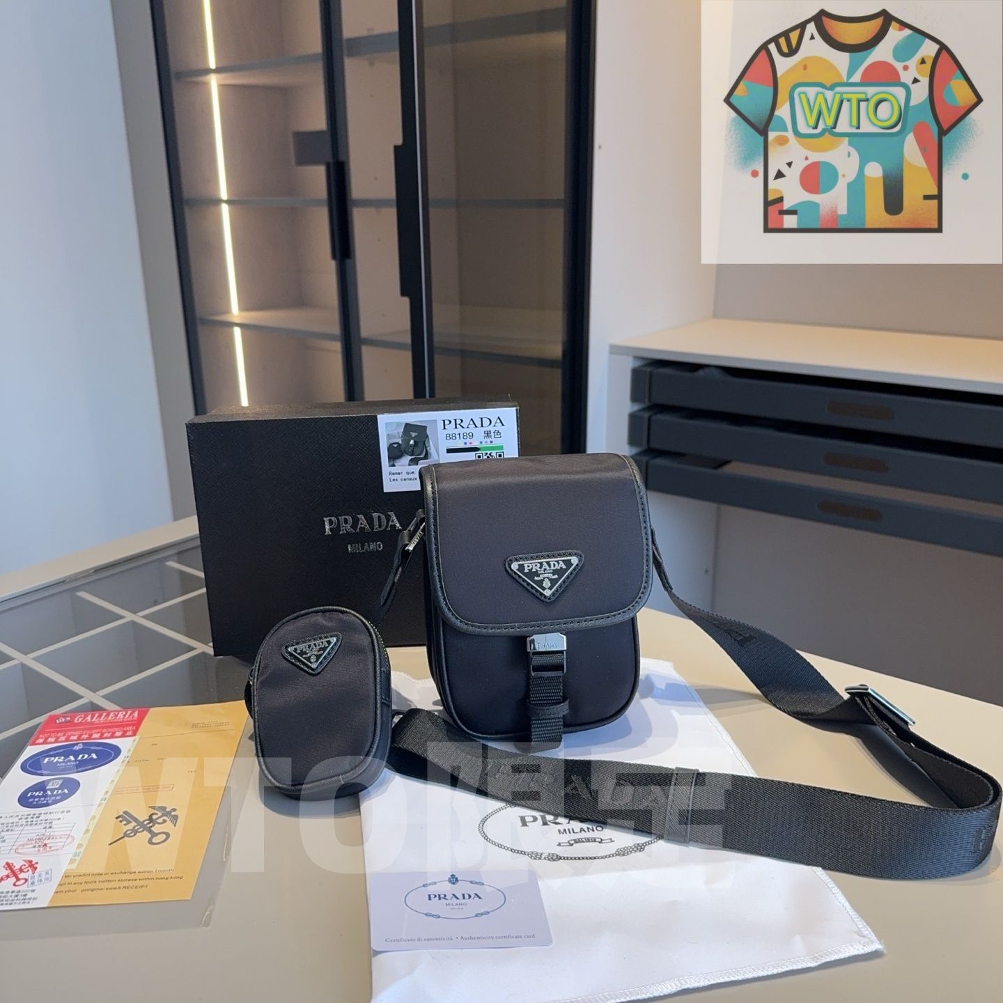 プラダ メンズ クロスボディバッグ 防水布&レザー 高品質 -WTO輸入-BMV29