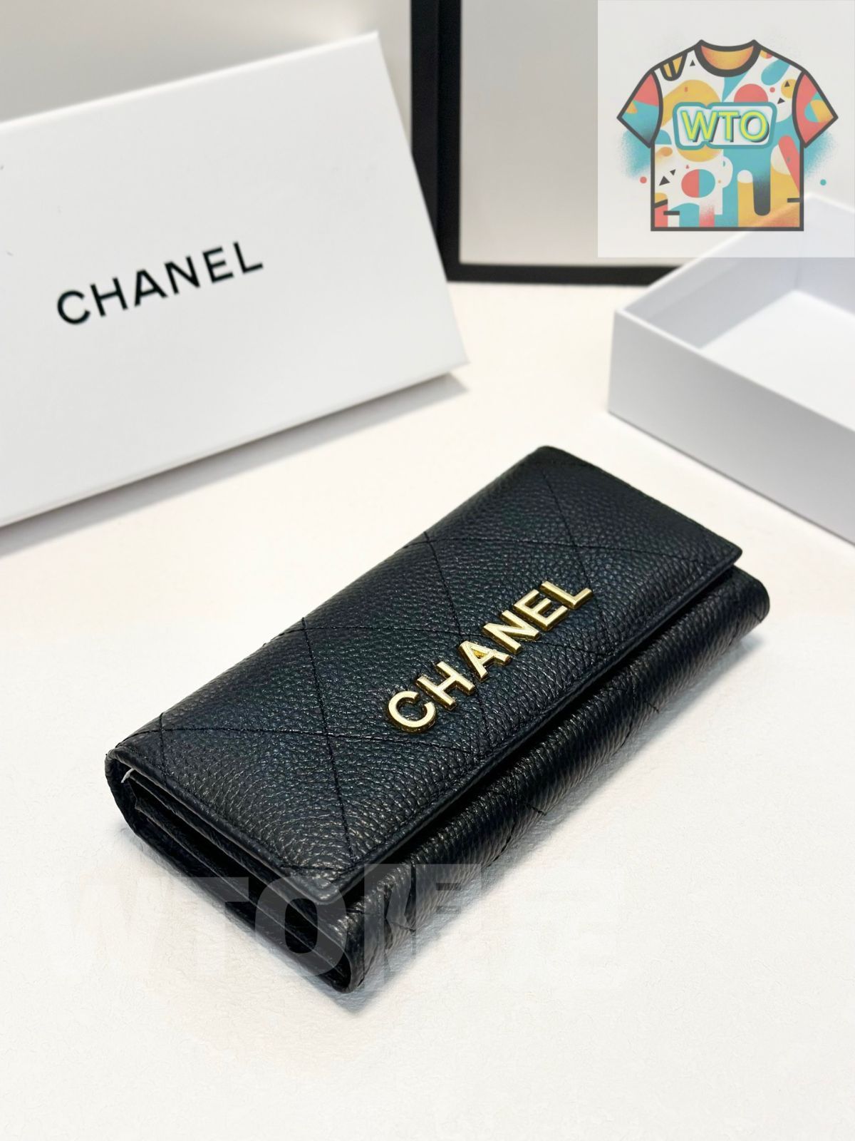 シャネル レディース ウォレット 2つ折り ブラック 高品質レザー -WTO輸入1