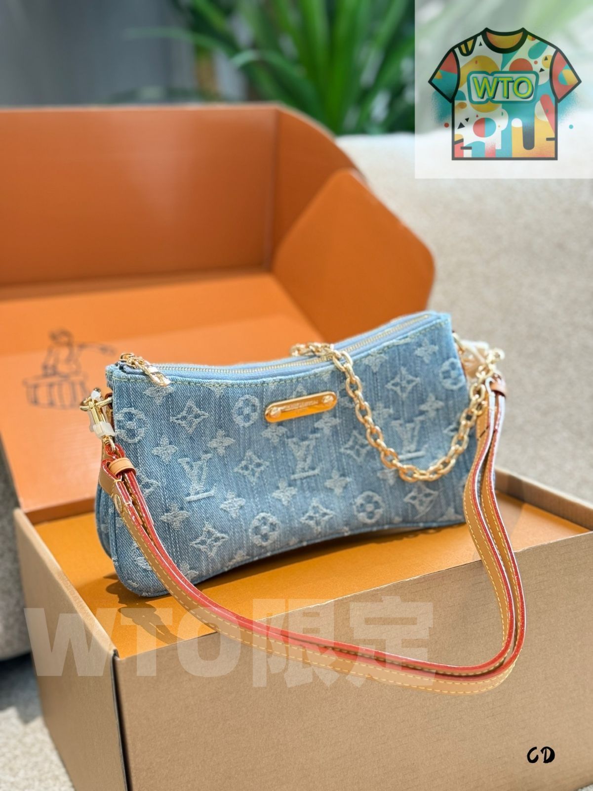 ルイヴィトン デニム マージャンバッグ ダブルジップ 25cm ギフトボックス付き -WTO輸入1