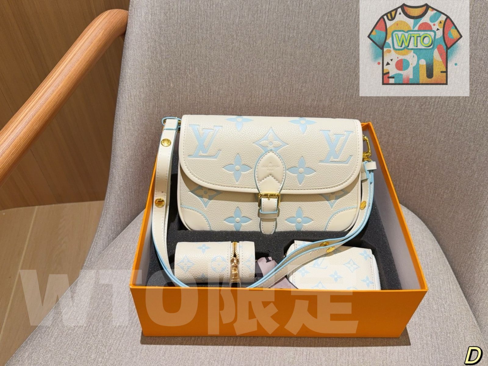 ルイヴィトン 3点セット モノグラム バゲットバッグ 化粧ポーチ コインケース ギフトボックス付き -WTO輸入-OPM06