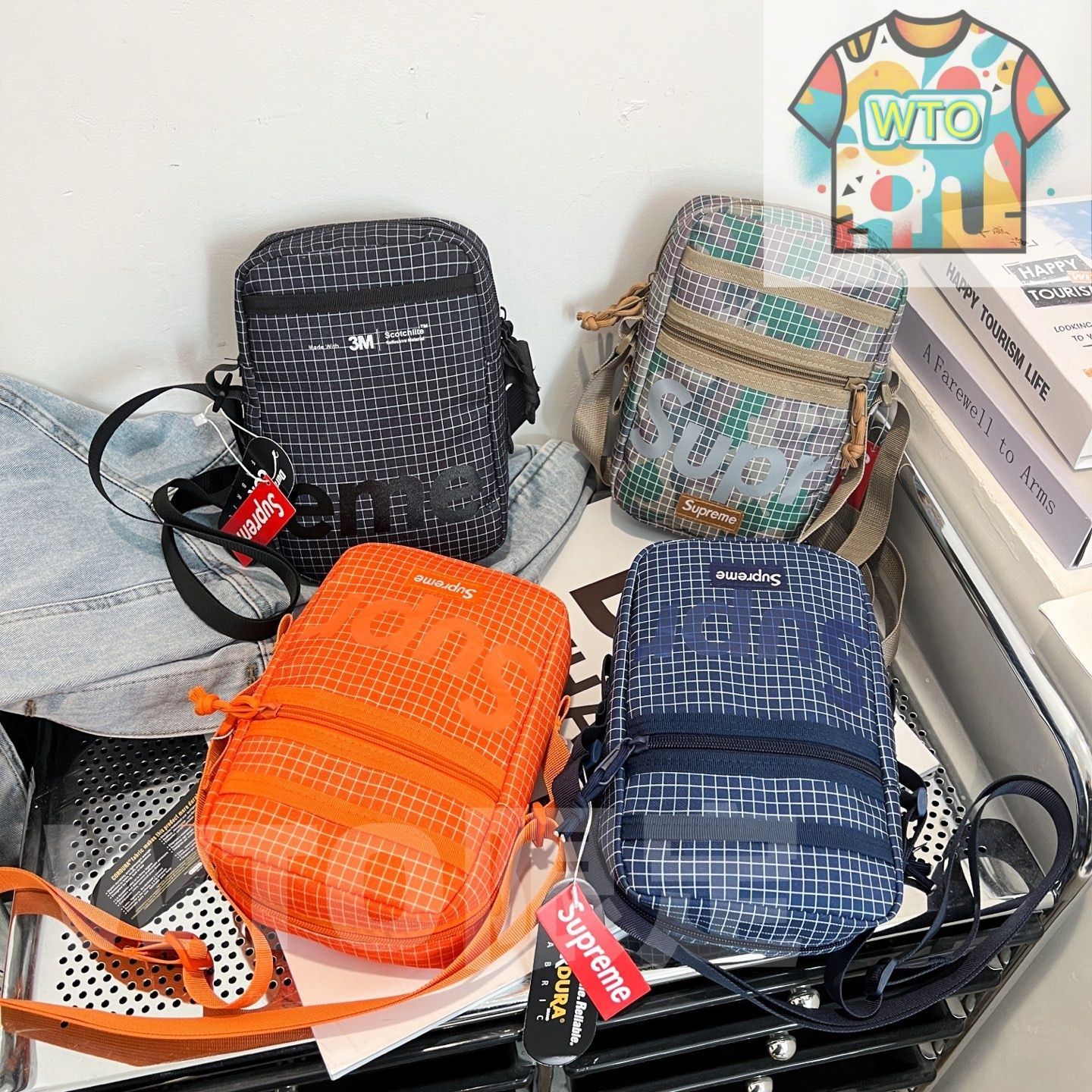  シュプリーム ストリートスタイル クロスボディバッグ ユニセックス アウトドア スポーツ スマホバッグ -WTO輸入-ZXM 56 三つ折り財布 折り財布