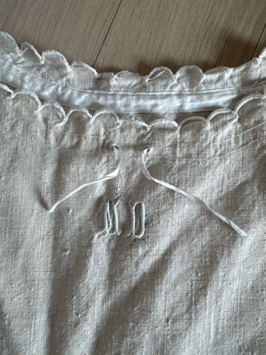 アイボリー ヘンプ リネン ONE PIECE 半袖 レース RUN MINE ヴィンテージ