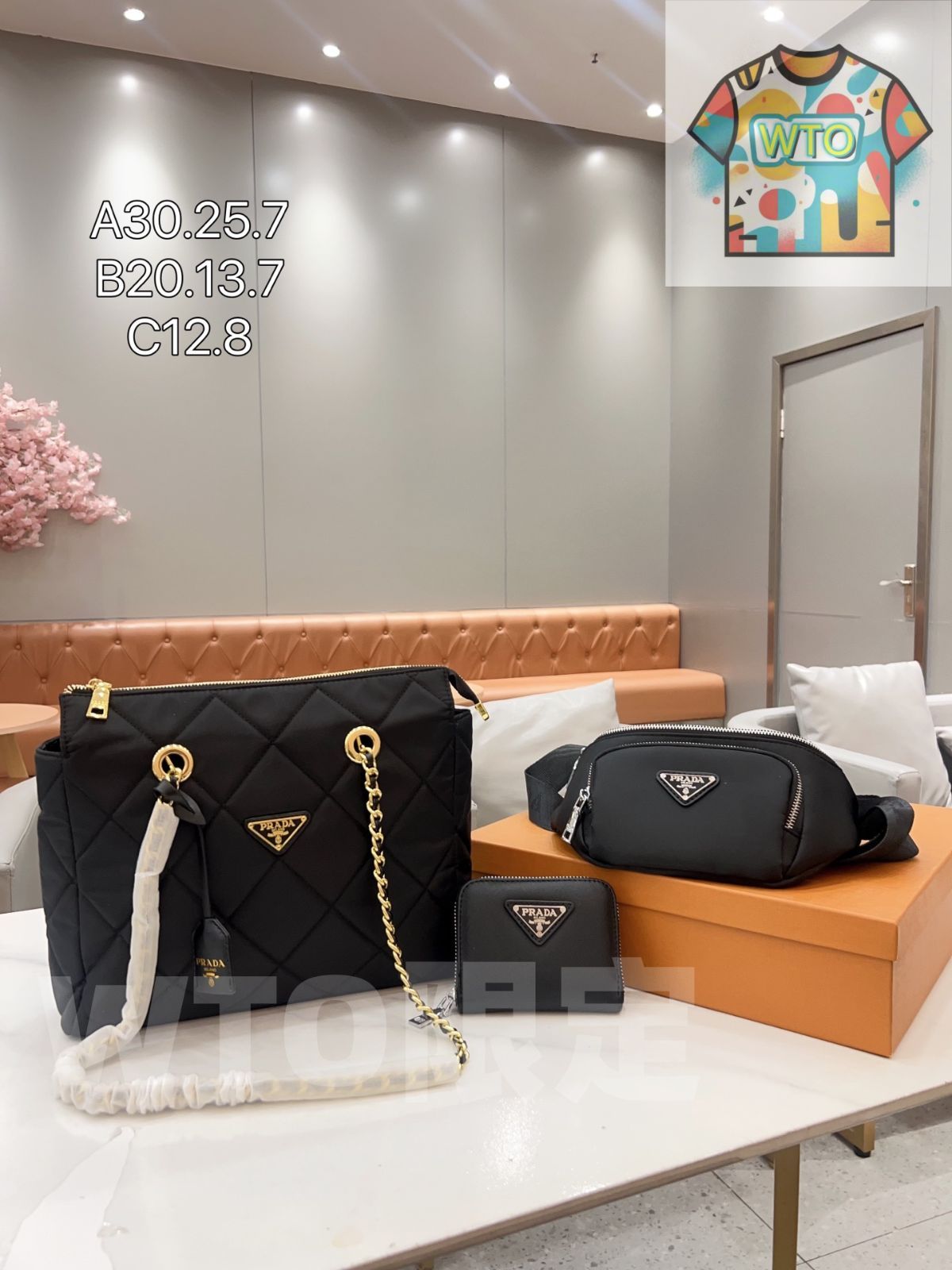 TOP New 2025 高品質3点セット - Lv Hobo アンダーアームチェーンバッグ Prada ウエストバッグ 財布 特別割引