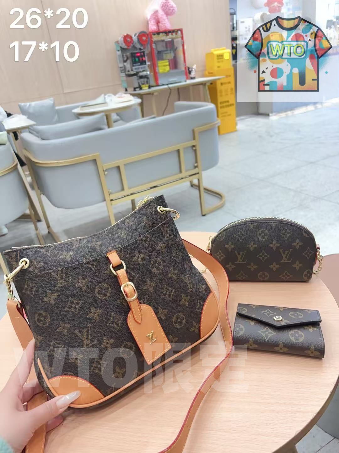 TOP New 2025 高品質3点セット - Lv モノグラムクロワッサンバッグ 化粧チェーンバッグ 財布 特別割引 -WTO輸入-XLR12