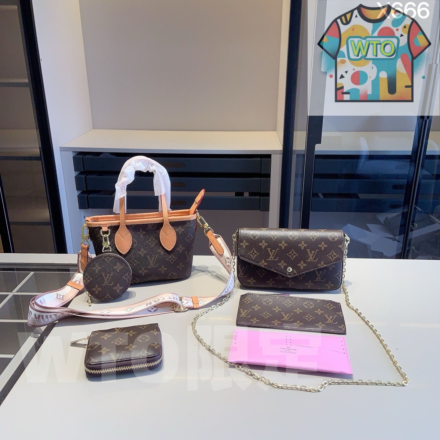 全新シリーズセット X666 - LV ショッピングバッグBB LV エンベロープバッグ LV 財布 特別割引