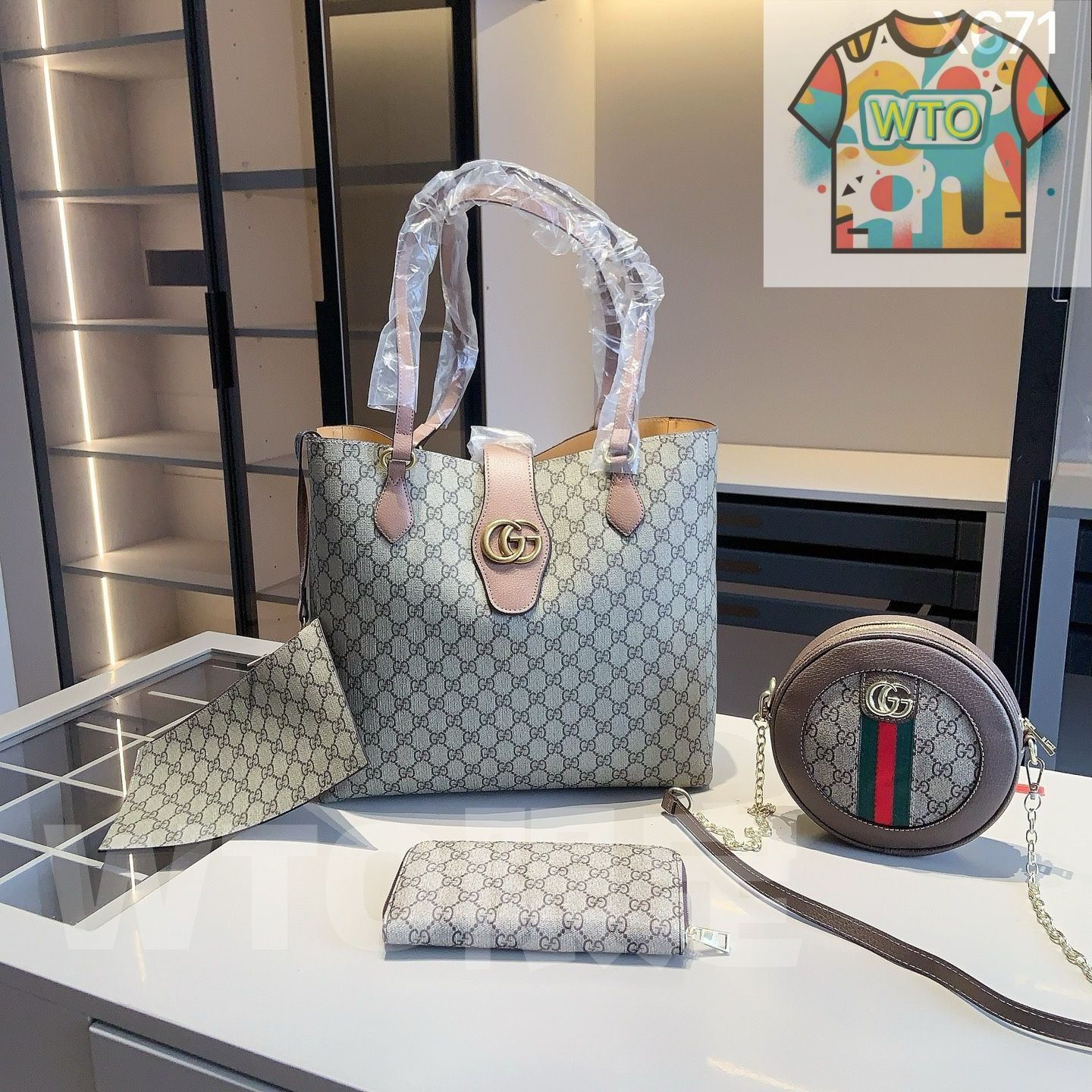 セットX671 GUCCIトートバッグ G家コインバッグ G家財布 -WTO輸入-RTD63