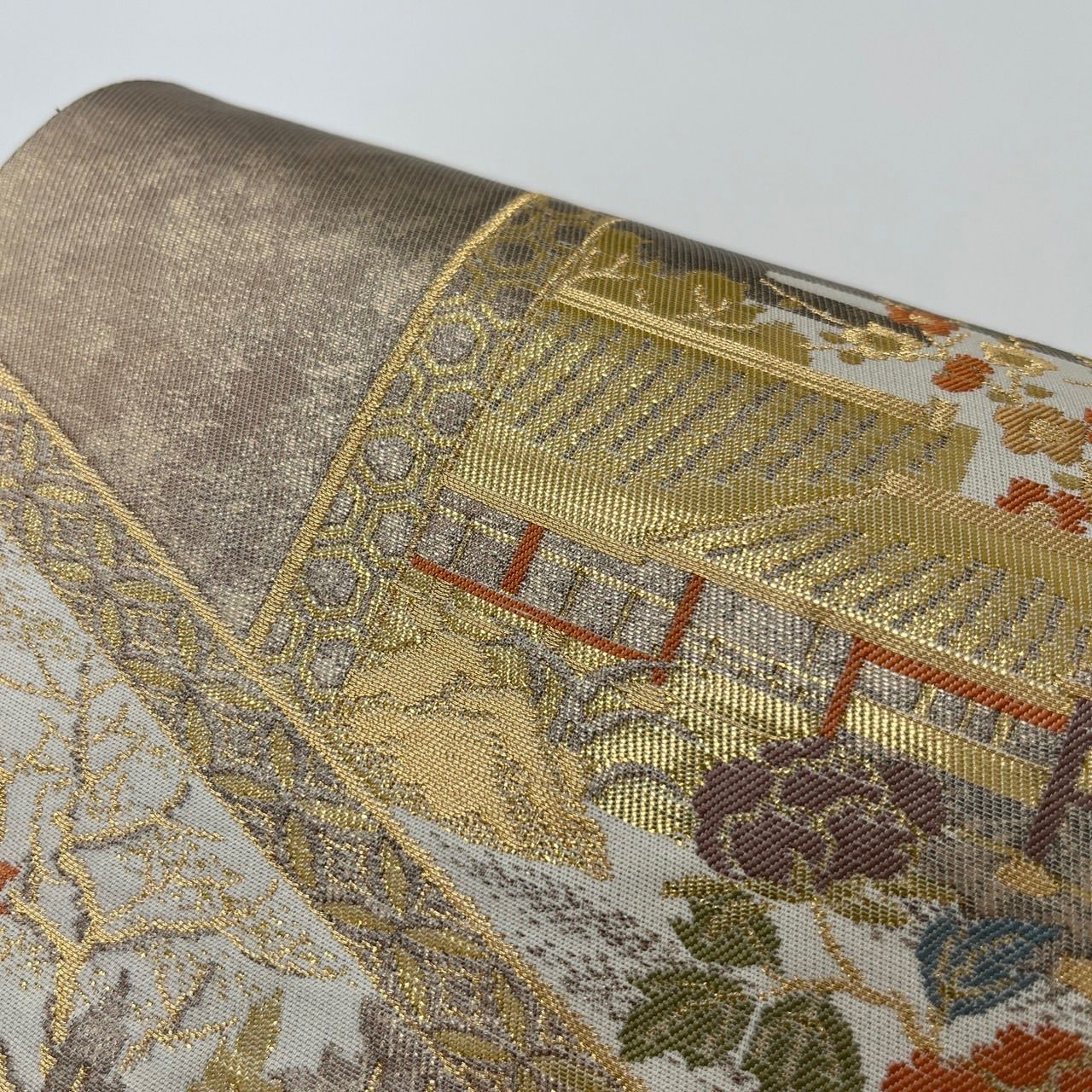 純金二重箔織 桂離宮 袋帯 正絹 引き箔 六通 MA 1073