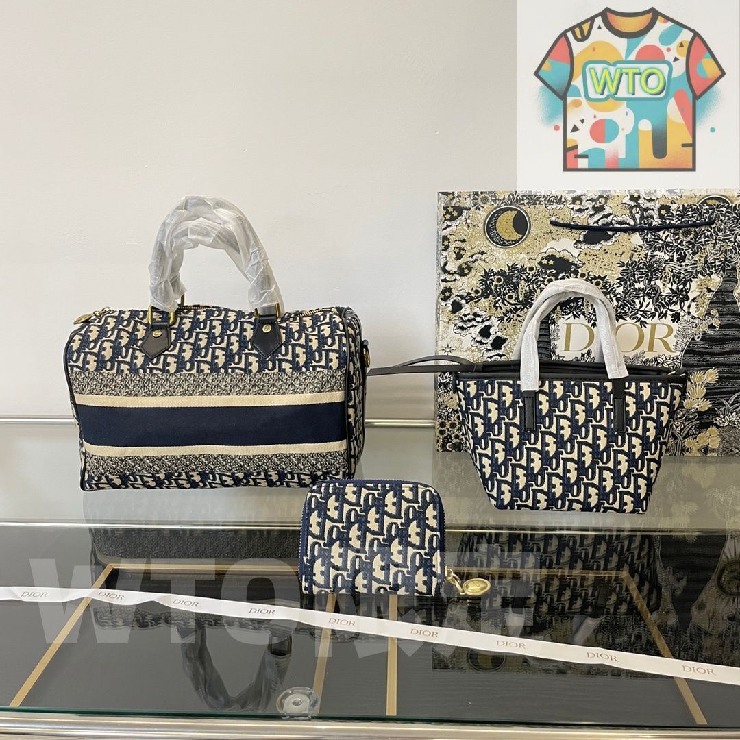 TOP New 高品質3点セット - Dior ブルーピローバッグ バスケットバッグ 財布 特別割引 -WTO輸入-FUR13