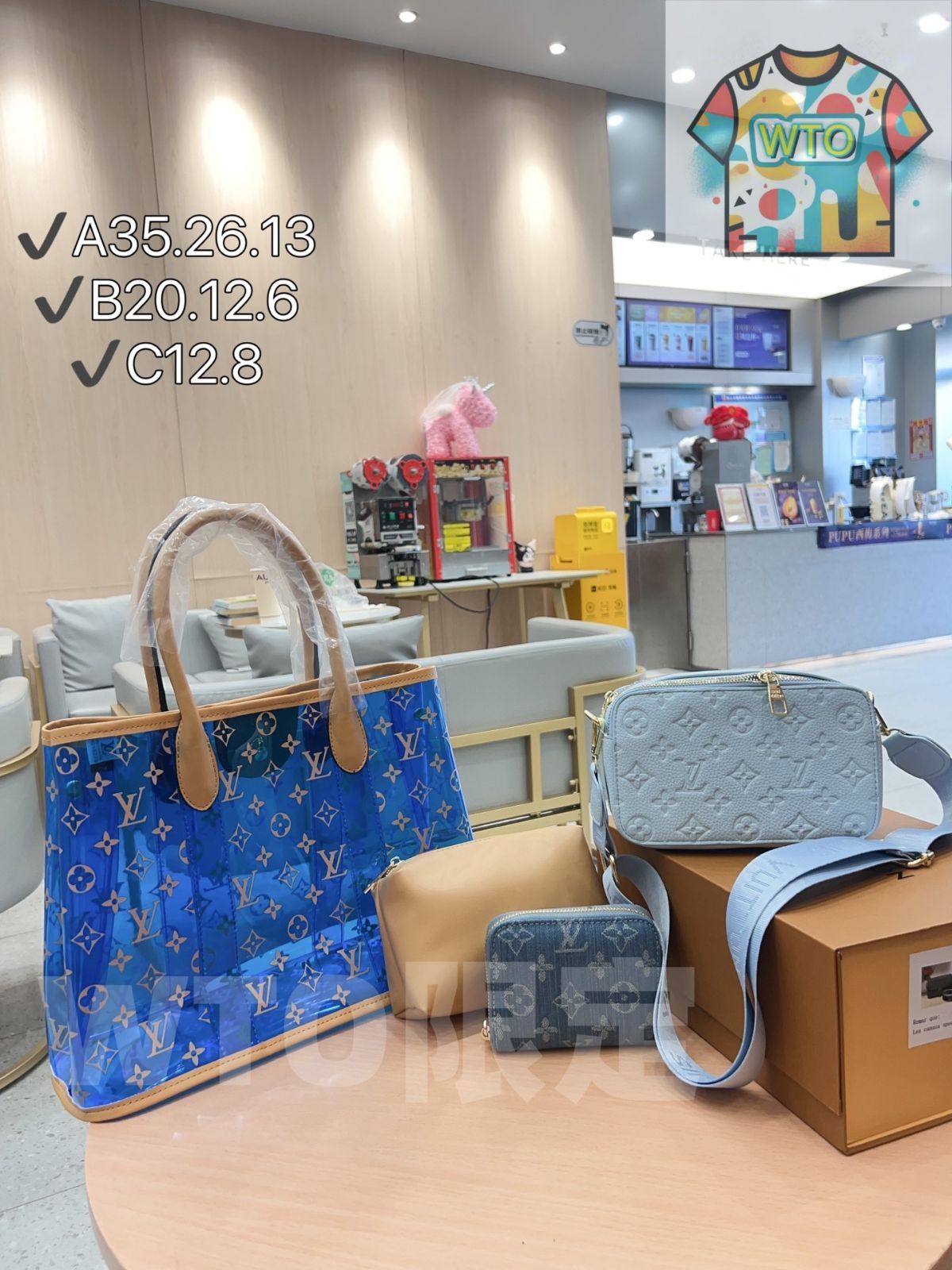 TOP New 2025 高品質3点セット - Lv ブルージェリーバッグ ブルーカメラバッグ 財布 特別割引 -WTO輸入-WYM42