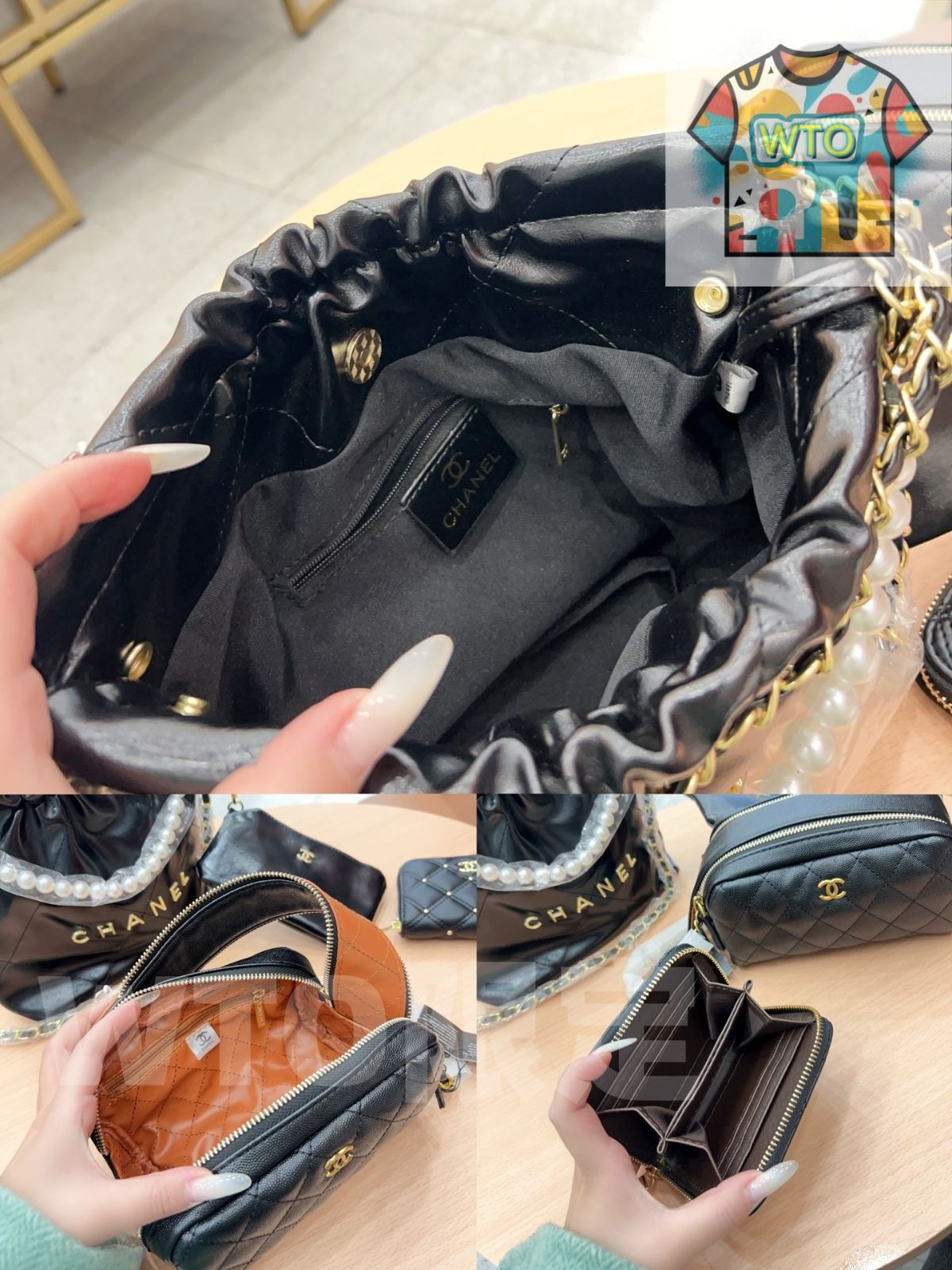 TOP 2025 高品質3点セット - Chanel パールトラッシュバッグ 化粧ポーチ 財布 特別割引 -WTO輸入-ZLM 57