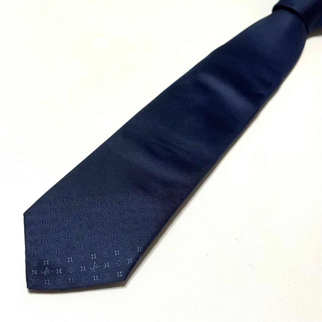 ルイヴィトン モノグラムグラディエント7CM ネイビーネクタイ 084312