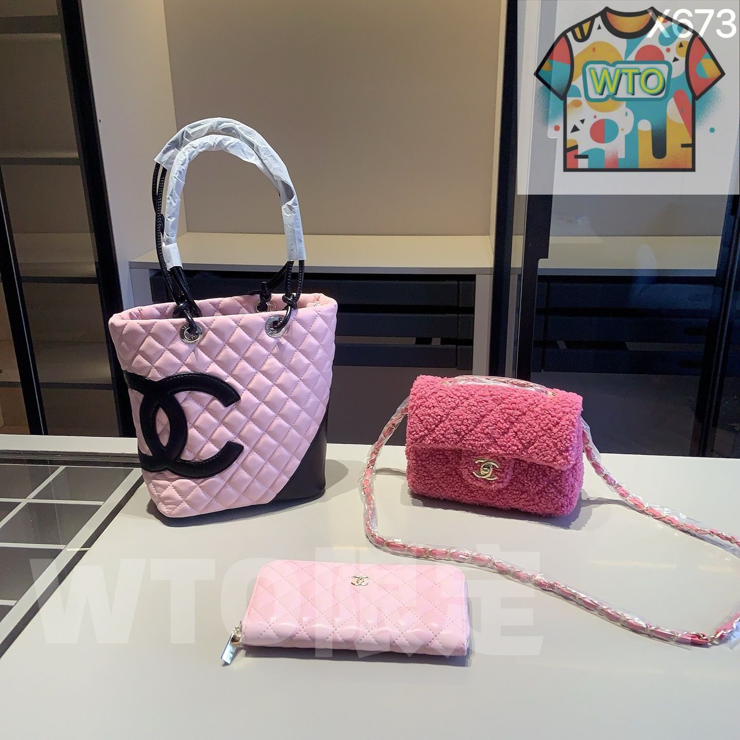 WTO通販 Chanel X675 3点セット トートバッグ&スクエアバッグ&ウォレット ホワイト 超 なセット -WTO輸入-DIV07