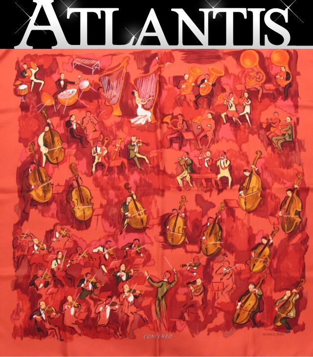 エルメス HERMES カレ90 CONCERTO コンチェルト シルク100％ 赤 72267