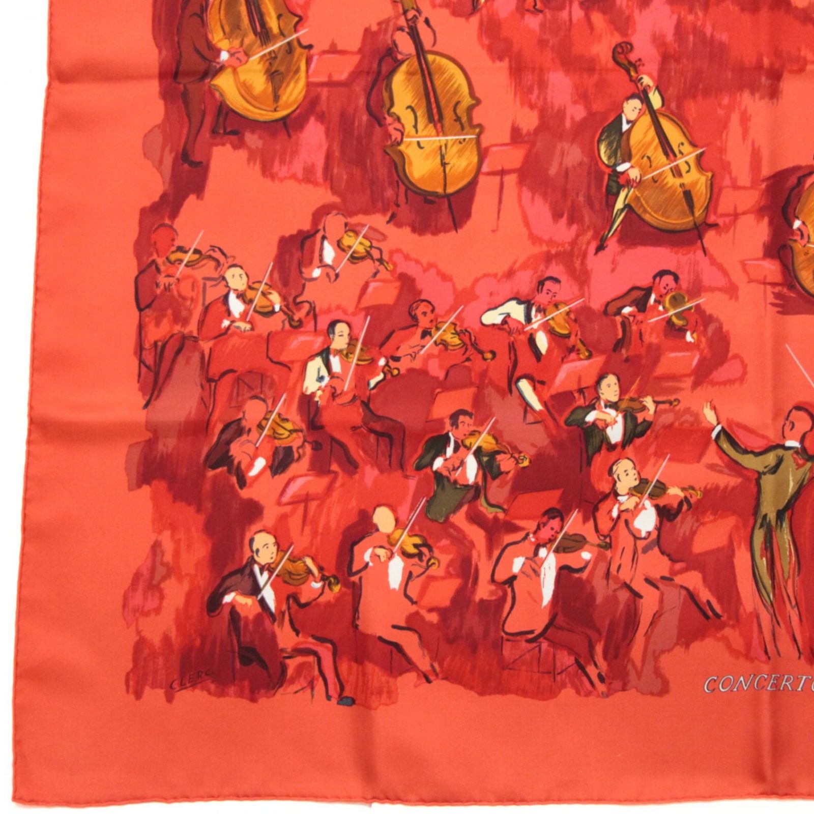  エルメス HERMES カレ90 コンチェルト シルク100％ 赤 72267 バンダナ スカーフ 小物