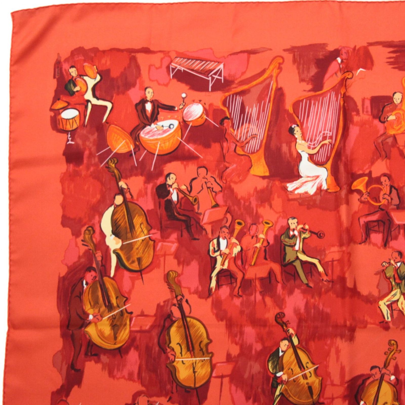 エルメス HERMES カレ90 コンチェルト シルク100％ 赤 72267