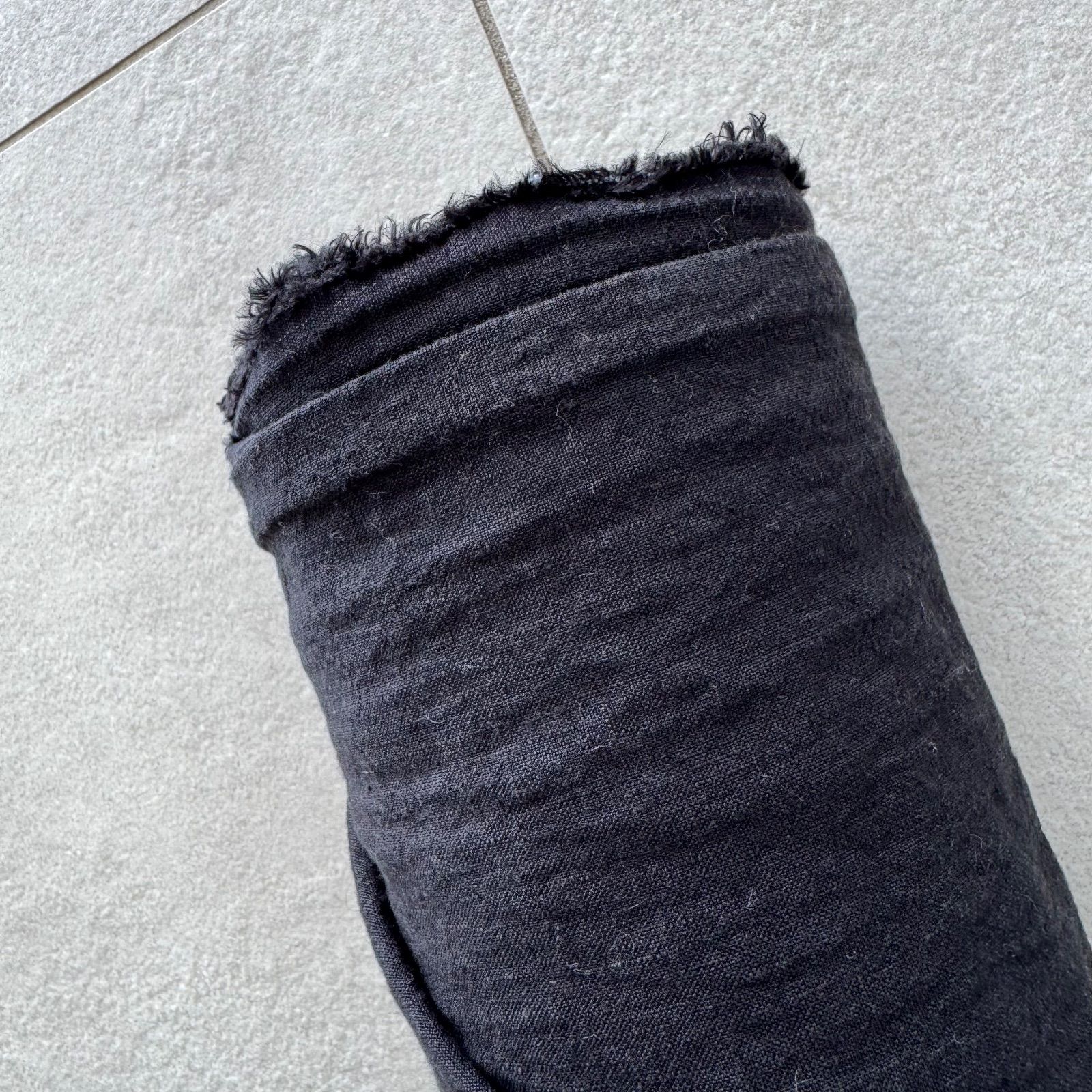 リネン生地｜麻生地 １０ｍ×布巾 黒色 40番手の普通地リネン リネン 麻 強撚リネン 強撚糸リネンのナチュラルリネン リネンドルチェ 湯洗い無料＆