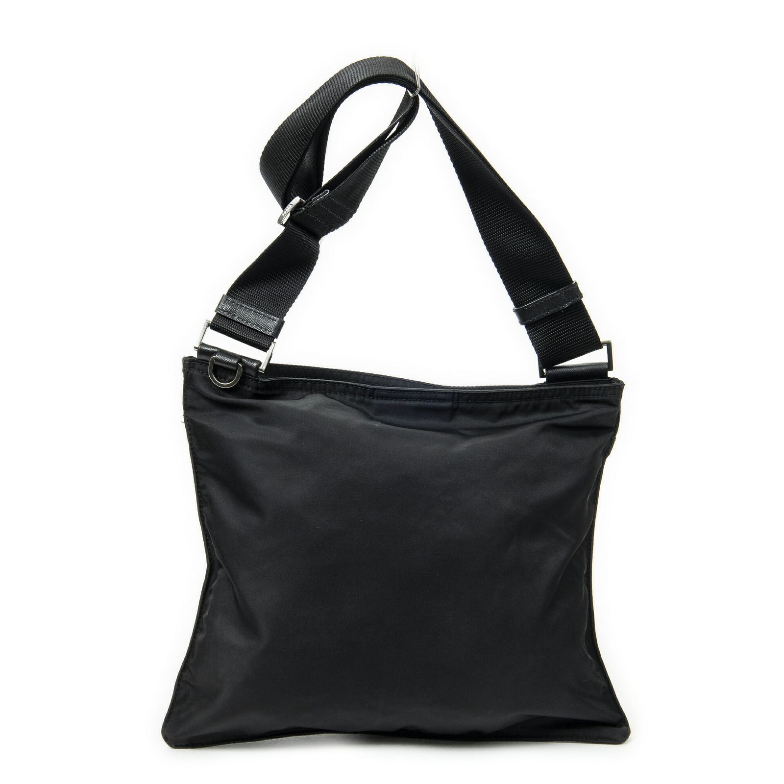 汎用性のある PRADA プラダスクエア フラット クロスボディ黒ナイロンキャンバスA 今なら全品送料無料！