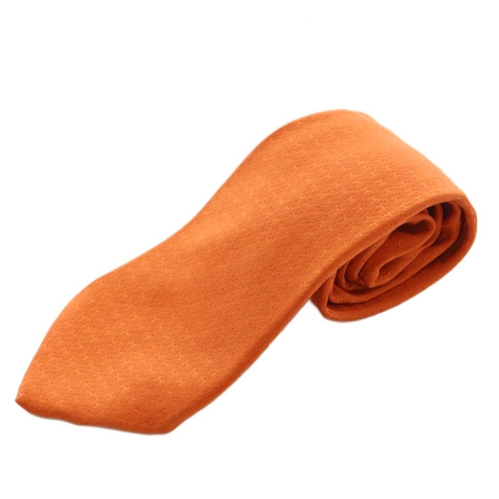 エルメス HERMES ネクタイ レギュラータイ シルク 総柄 オレンジ MI OS OH