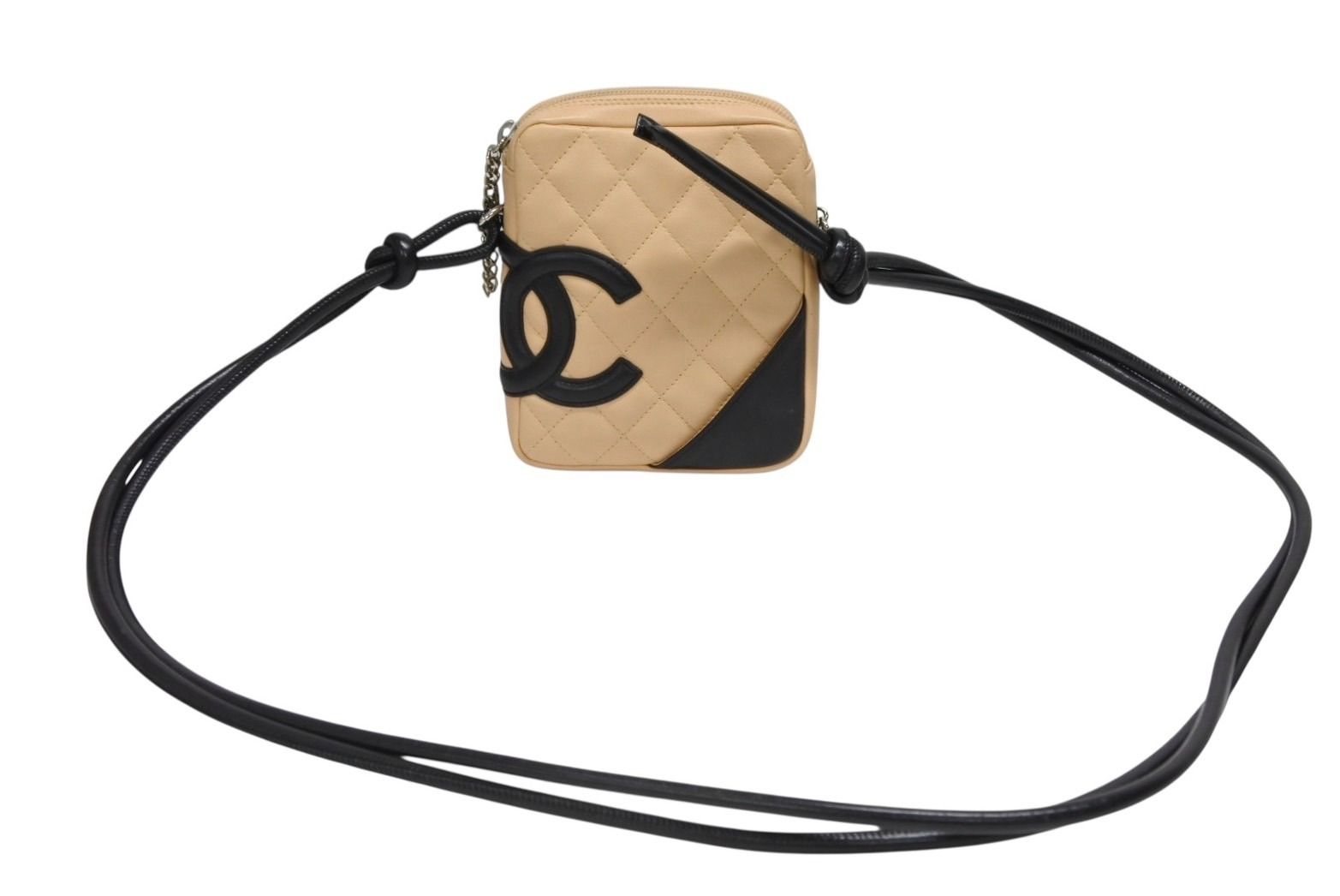 CHANEL シャネル ポシェット ミニ ショルダーバッグ カンボンライン ココマーク8番台 ベージュ ブラック 4b008295