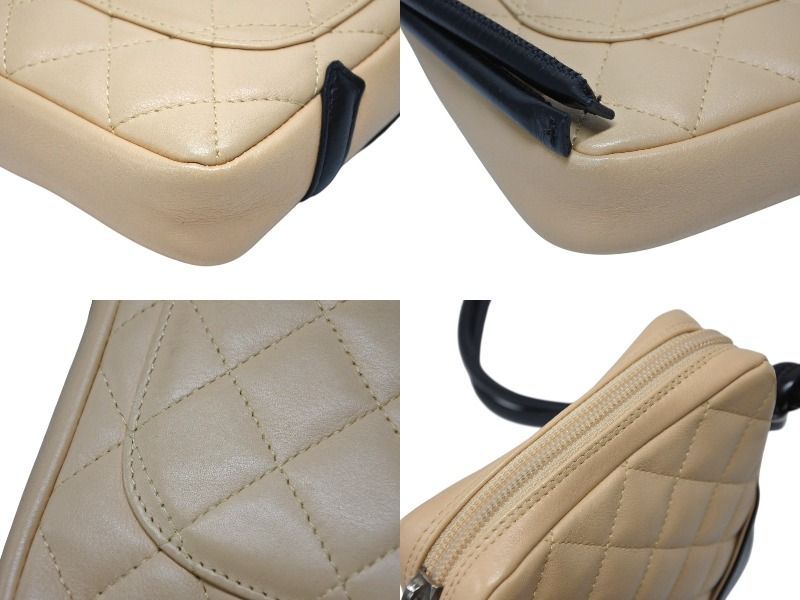 全品大幅値下げ！ CHANEL シャネル ポシェット ミニ ショルダーバッグ カンボンライン ココマーク8番台 ベージュ ブラック 4b008295