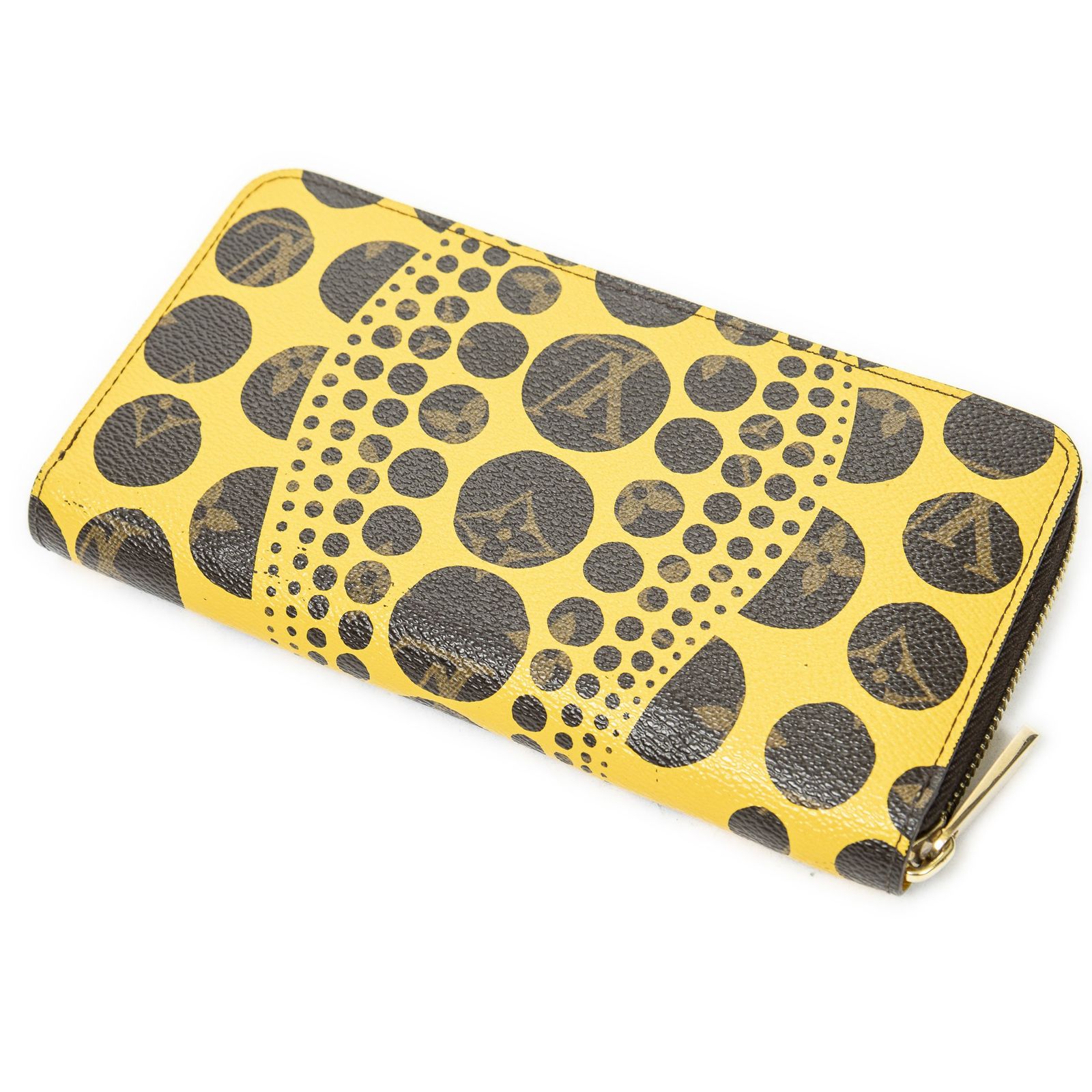 LOUIS VUITTON ルイヴィトンジッピーウォレット茶色 黄色モノグラムパンプキンドットA