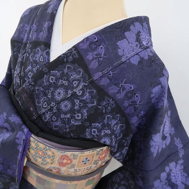 ❁tomihisa❁新品 前田仁仙 落款 更紗 着物 正絹 仕付け糸付“光と影