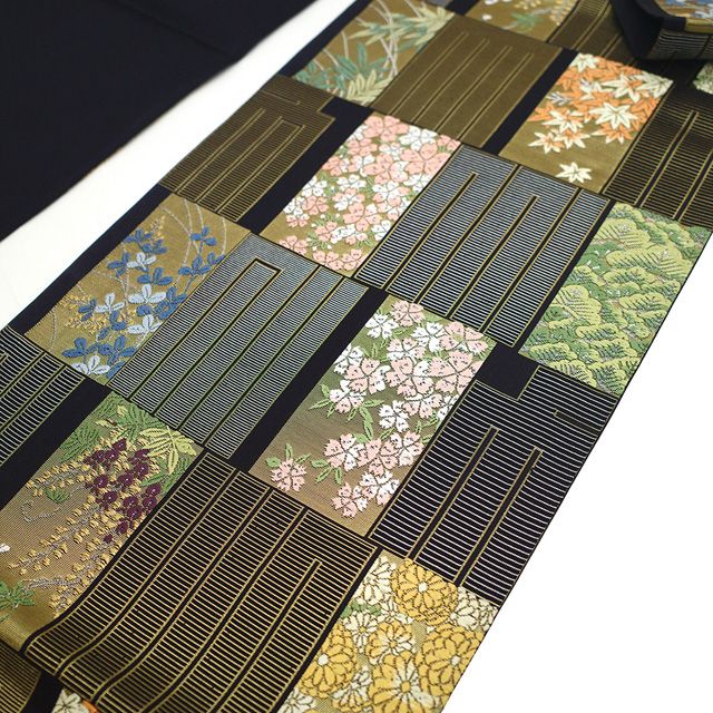 新古品】 袋帯 フォーマル 未使用 山口美術織物 正絹 唐織 金銀糸 黒