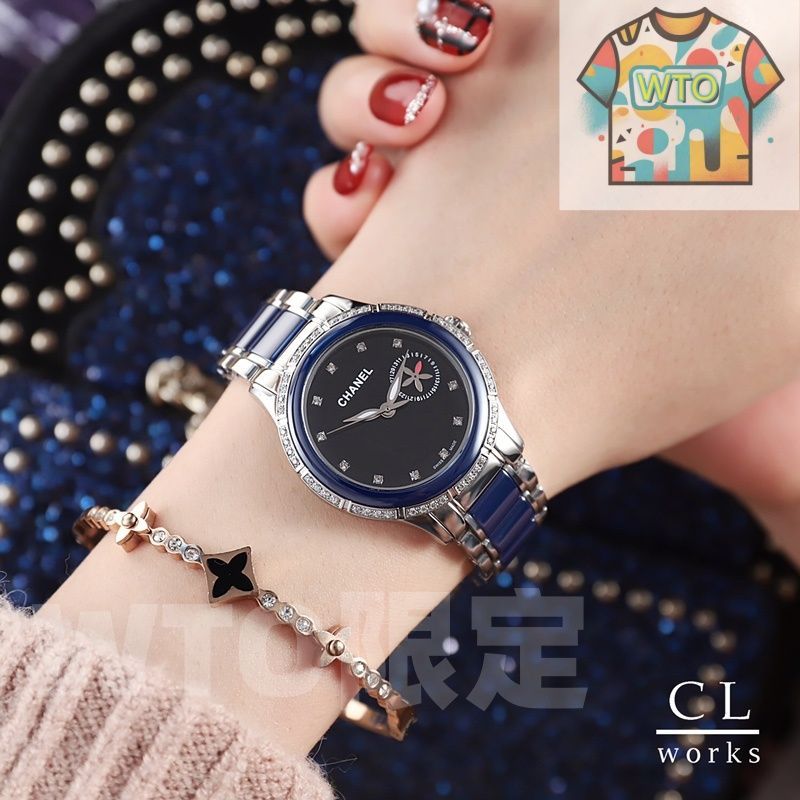 クリスタルアクセント レディース腕時計