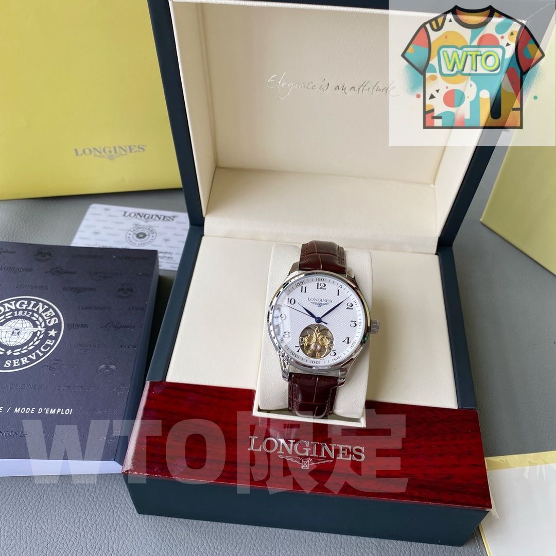 LONGINES ロンジン マスター メンズ腕時計 43mm｜トゥールビヨン×自動巻き｜イタリアンレザー 強化ミネラルガラス -WTO店名をご ください-WTO輸入-VFC58