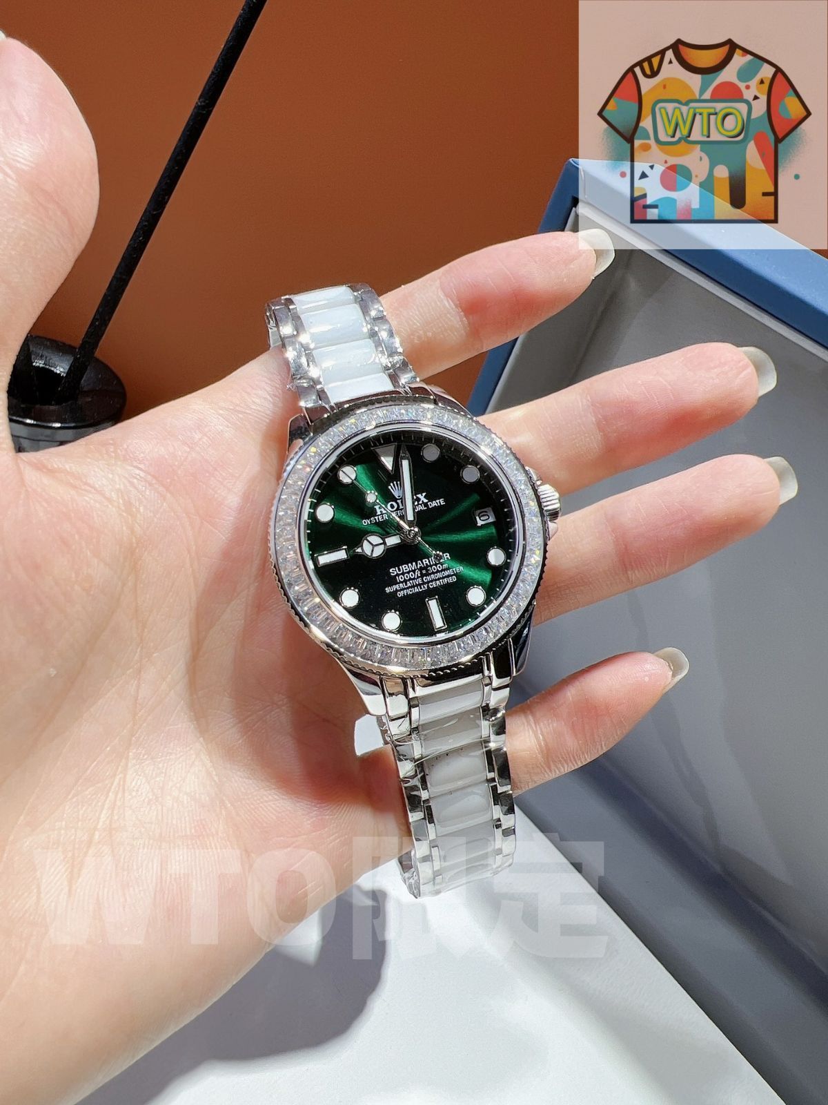 ROLEX ロレックス レディース腕時計 35mm|花モチーフ×ダイヤモンド文字盤|セラミックベルト 実物撮影 -WTO店名をご ください-WTO輸入-LNV73