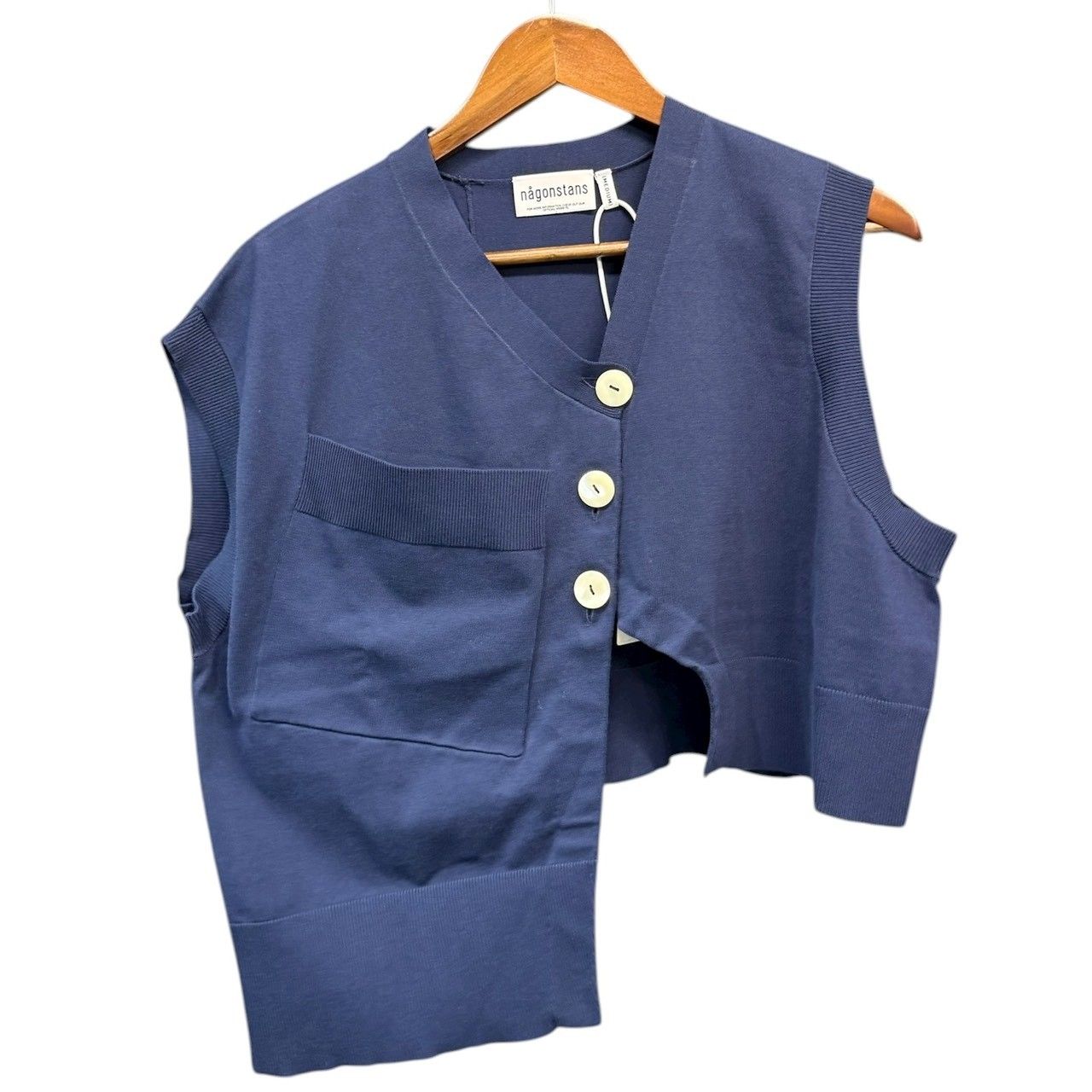 nagonstans ナゴンスタンス 25AW asymmetry short vest アシンメトリーニットベスト 470IA570-0701 M ネイビー 15008