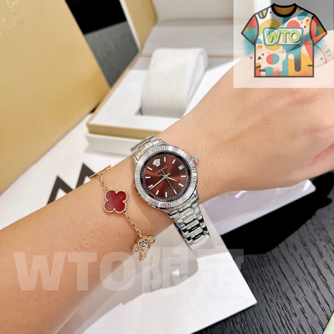  VERSACE ヴェルサーチ Hellenyium レディースウォッチ 35mm カレンダー機能 夜光表示 WTO店名をご ください WTO輸入 FRA20 ブルゾン 自動巻き時計 腕時計(アナログ)