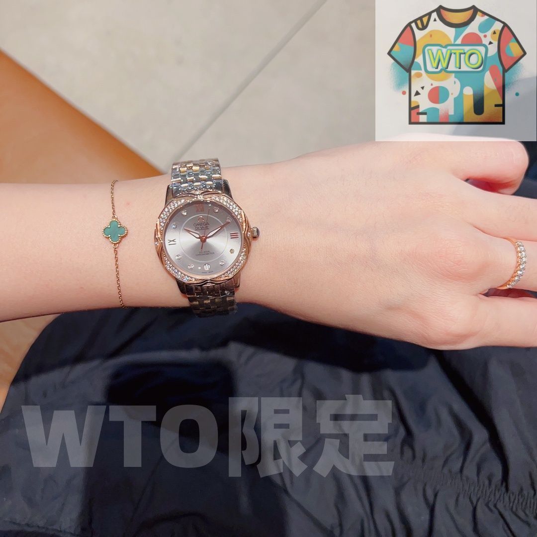  OMEGA オメガ レディースウォッチ 33 mm ダイヤモンドベゼル サファイアガラス WTO店名をご ください WTO輸入 DUY 58 自動巻き時計 腕時計(アナログ)