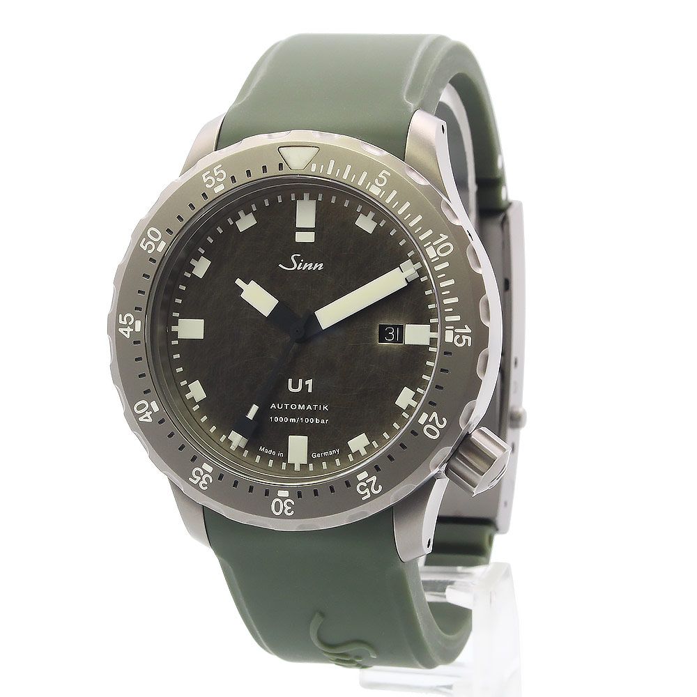 ジン U1.DS ダイバーズウォッチ 世界 500本 自動巻き 腕時計 ラバー Uボート スチール シルバー グリーン 1010.0351 Sinn 保証付き
