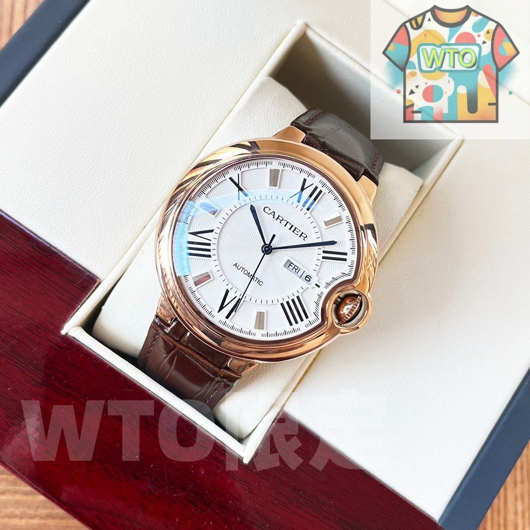 CARTIER カルティエ メンズウォッチ - 44mm 自動巻き機械式ムーブメント レザーベルト -WTO店名をご ください-WTO輸入-AJG80