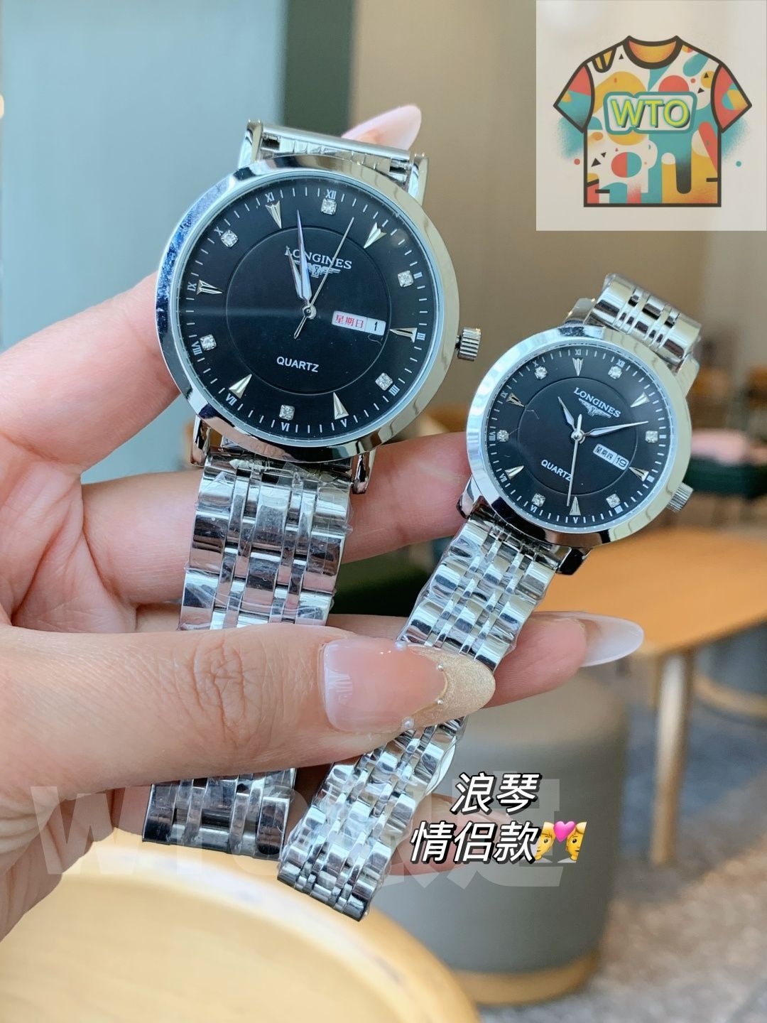  ロンジン カップルウォッチ オリジナルクォーツムーブメント搭載 316 L鋼ケース 男性39 mm 女性29 WTO店名をご ください WTO輸入 OEH 45 自動巻き時計 腕時計(アナログ)