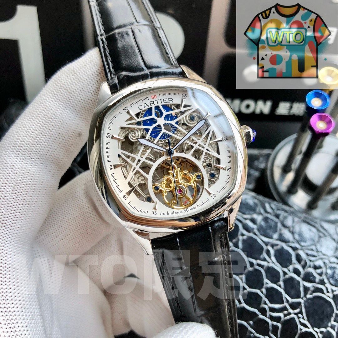 CARTIER カルティエ メンズウォッチ - 42mm 自動巻き機械式 本革ベルト -WTO店名をご ください-WTO輸入-HBP51