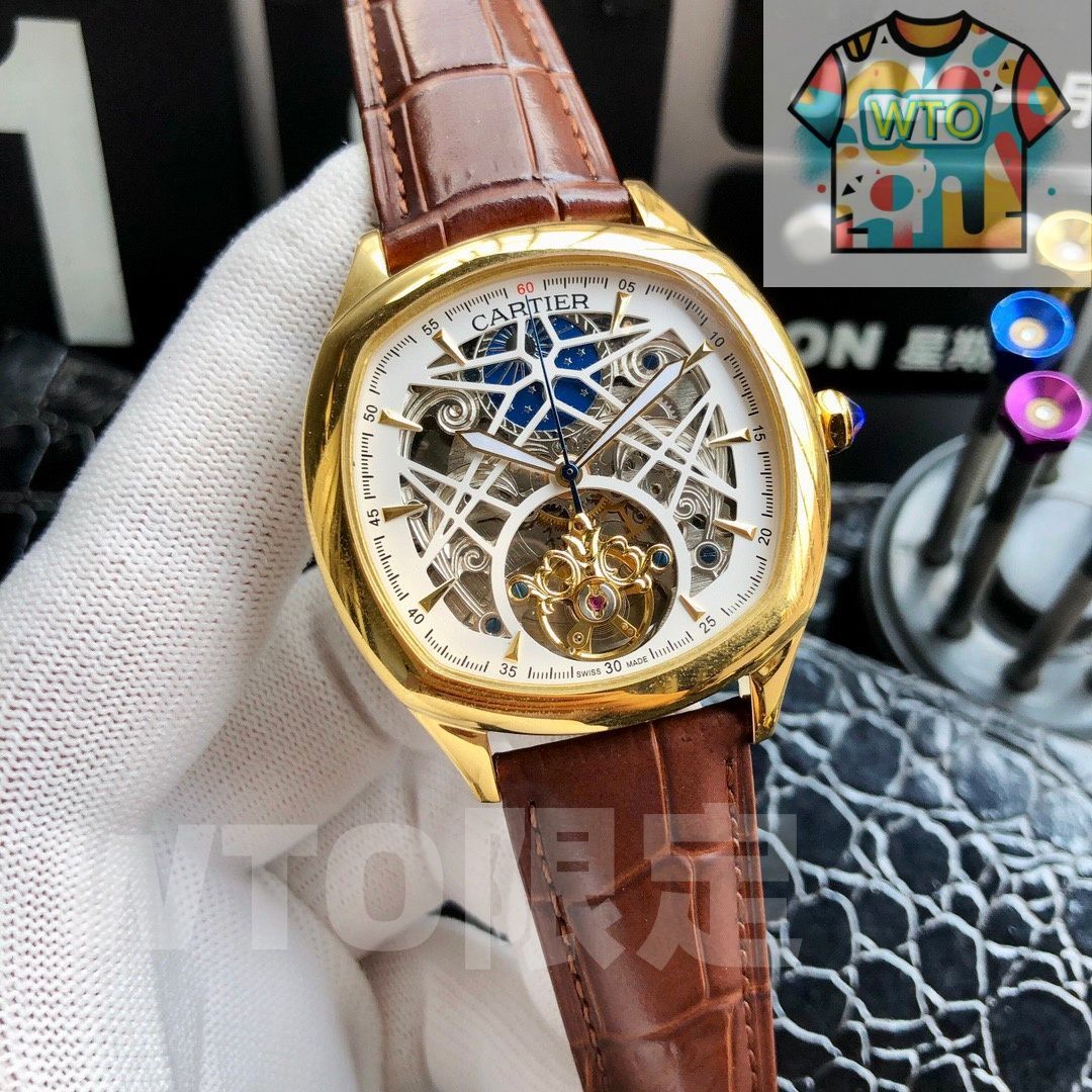  CARTIER カルティエ メンズウォッチ 42 mm 自動巻き機械式 本革ベルト WTO店名をご ください WTO輸入 HBP 51 自動巻き時計 腕時計(アナログ)