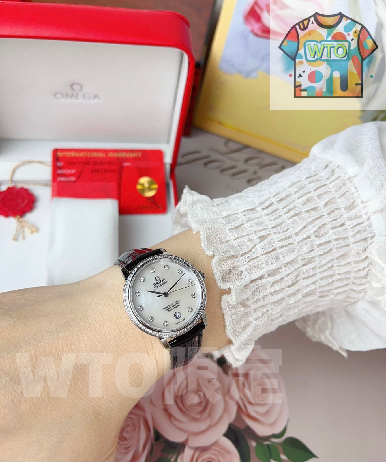  OMEGA 蝶飛典雅レディース De Ville 典雅シリーズ 32 7 mm クォーツ 母貝文字盤 WTO店名をご ください WTO輸入 NSG 44 自動巻き時計 腕時計(アナログ)