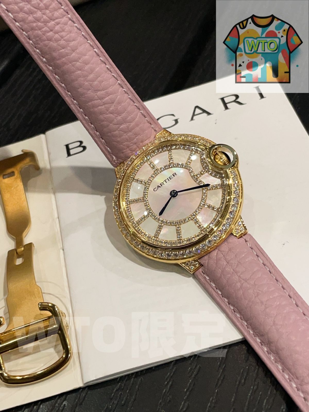  CARTIER カルティエ バロンブルー レディース腕時計 36 mm スワロフスキークリスタル クロコダイルレザー WTO通販 WTO店名をご ください WTO輸入 WUG 06 自動巻き時計 腕時計(アナログ)