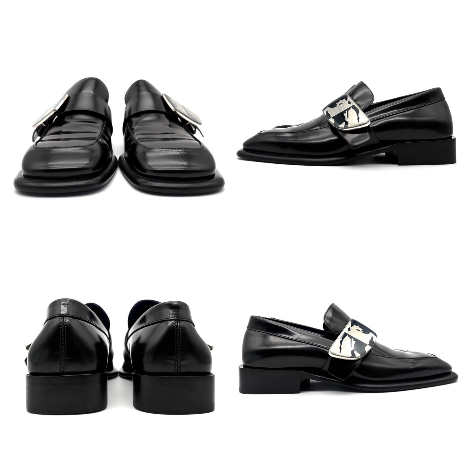 BURBERRY バーバリー ローファー ビジネスシューズ シールド エクエストリアンナイト 24SS メンズ レザー ロゴ金具 ブラック