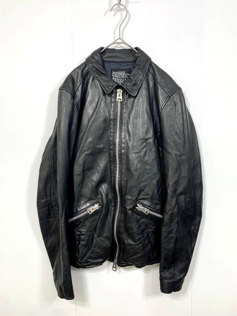 nano universe ナノユニバース シープスキン シングル ライダース ジャケット sizeS 黒 メンズ