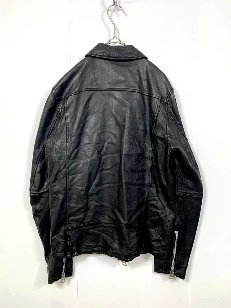 nano universe ナノユニバース NUC43LO0700SH シープスキン シングル ライダース ジャケット sizeS 黒 メンズ