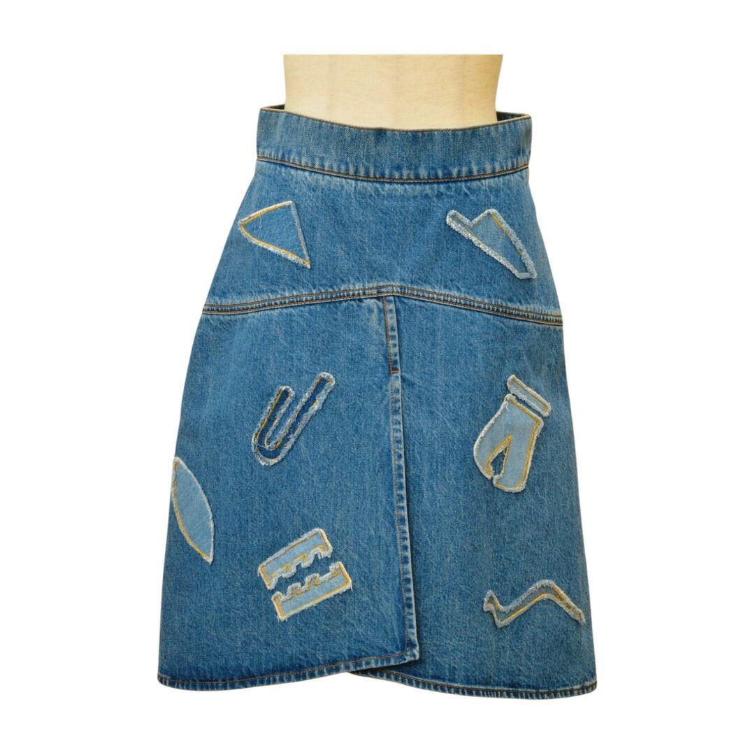 シャネル Chanel スカート ひざ丈 デニムスカート サイズ 38 ブルー P61825V47197 コットン レディース F-YA1151