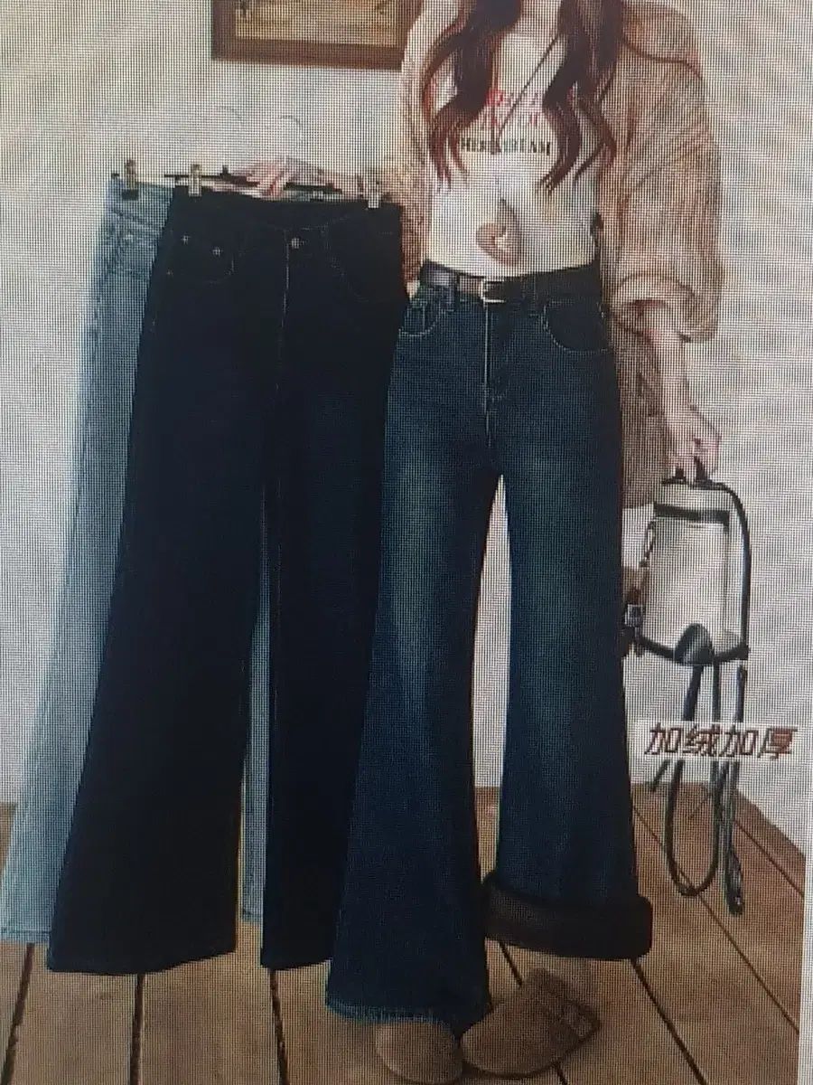 海外配送 ブーツカットデニム起毛パンツ