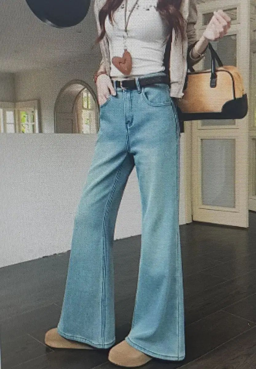 海外配送 ブーツカットデニム起毛パンツ