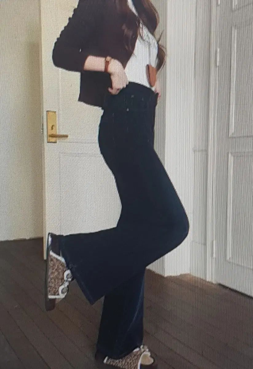 海外配送 ブーツカットデニム起毛パンツ