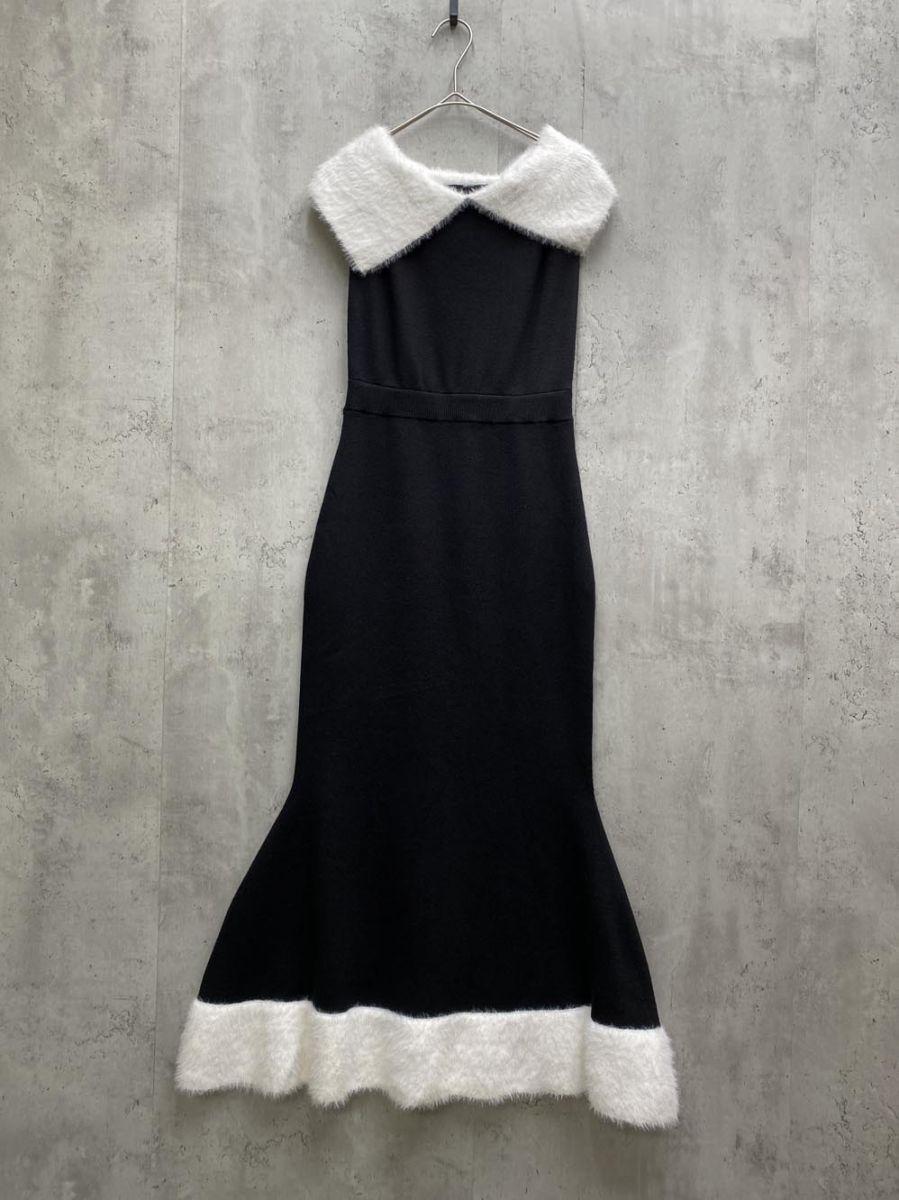 Darich ダーリッチ 112334012 オフショル ニット ノースリーブ マーメイド ロング ワンピース sizeF 黒 レディース