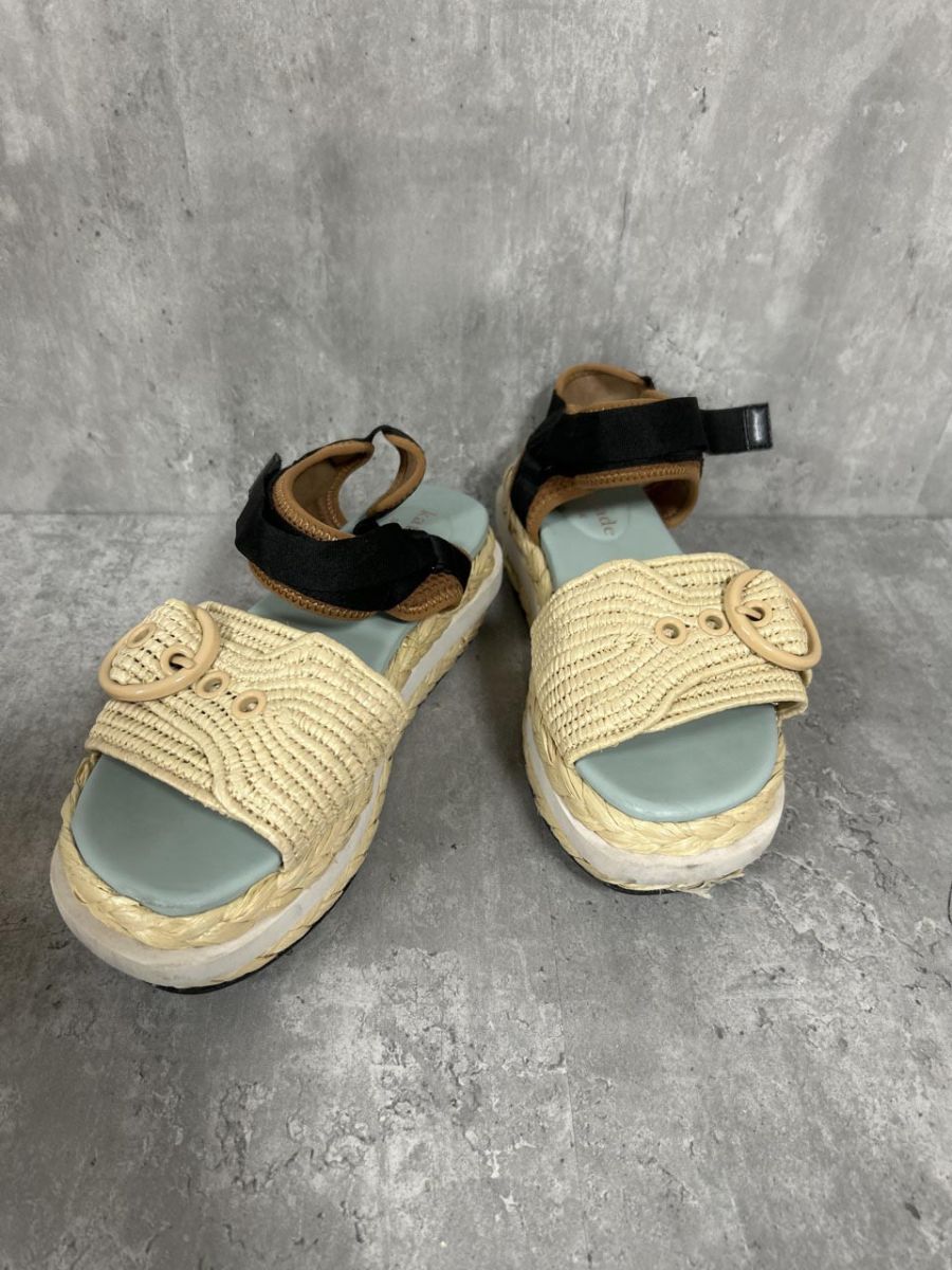 kate spade ケイトスペード 麦わら ウェッジソール サンダル size 24 cm ベージュ レディース